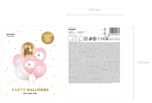 Latexballons - 1. Geburtstag Elefanten, Mädchen - je ø 30cm